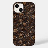 Gereedgemaakte gegraveerde lederen look bruine dis Case-Mate iPhone case (Achterkant)