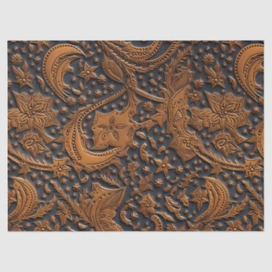 Gereedgemaakte lederen bloemen op middernacht Deco Tissuepapier (Voorkant)