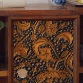 Gereedgemaakte lederen bloemen op middernacht Deco Tissuepapier