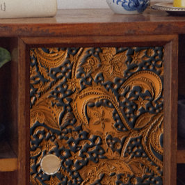 Gereedgemaakte lederen bloemen op middernacht Deco Tissuepapier