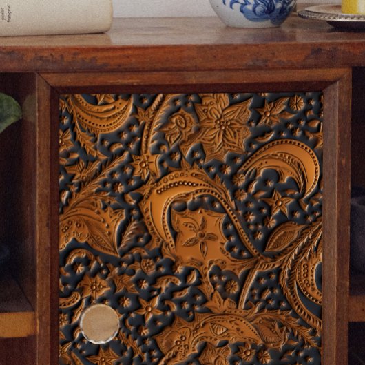 Gereedgemaakte lederen bloemen op middernacht Deco Tissuepapier