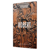 Gereedgemaakte Lederen Monogram Naam Klembord (Links)