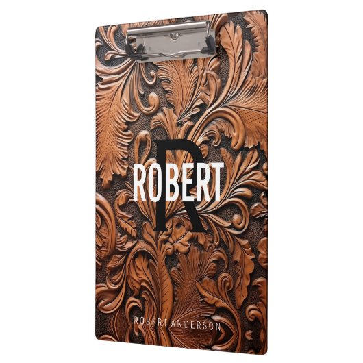  Gereedgemaakte Lederen Monogram Naam Klembord (Links)