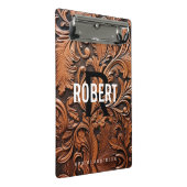  Gereedgemaakte Lederen Monogram Naam Mini Klembord (Schuin)