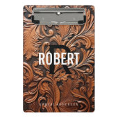 Gereedgemaakte Lederen Monogram Naam Mini Klembord (Voorkant)