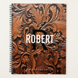  Gereedgemaakte Lederen Monogram Naam Planner