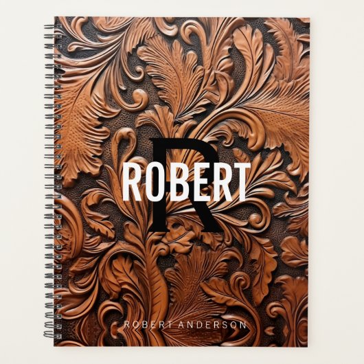  Gereedgemaakte Lederen Monogram Naam Planner (Voorkant)