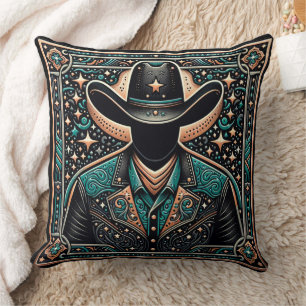 Gereedgemaakte lederen print cowboy kussen