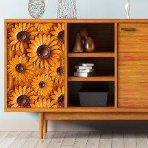 Gereedgemaakte lederen zonnebloembellen Decoupage