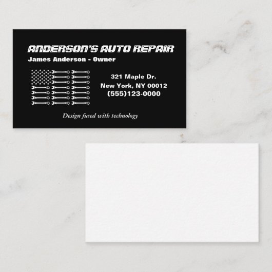 Gereedschap Amerikaanse vlag Metaal ontwerp Auto R Visitekaartje (Voorkant / Achterkant)