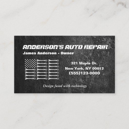 Gereedschap Amerikaanse vlag Metaal ontwerp Auto R Visitekaartje (Voorkant)