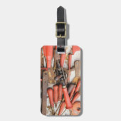 Gereedschap Antiek Rustiek Rood Man Tool Bagagelabel (Voorkant verticaal)