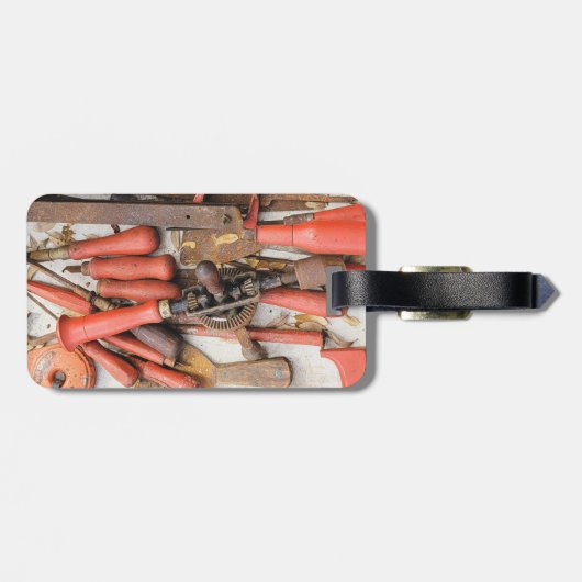 Gereedschap Antiek Rustiek Rood Man Tool Bagagelabel (Achterkant horizontaal)