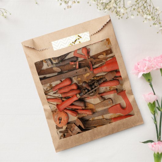 Gereedschap Antiek Rustiek Rood Man Tool Bedankzakje (Gezegeld)