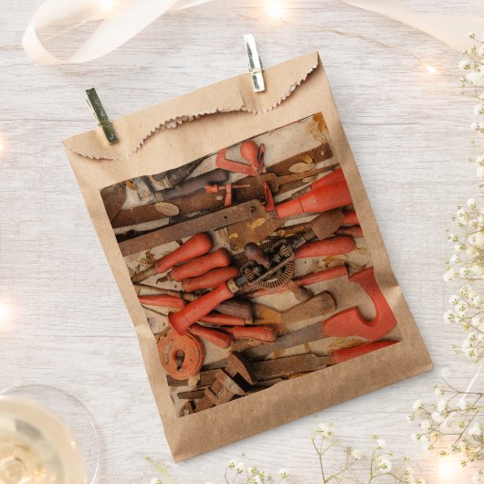Gereedschap Antiek Rustiek Rood Man Tool Bedankzakje (Geknipt)