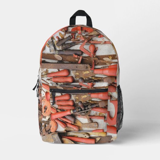 Gereedschap Antiek Rustiek Rood Man Tool Bedrukte Rugzak (Voorkant)