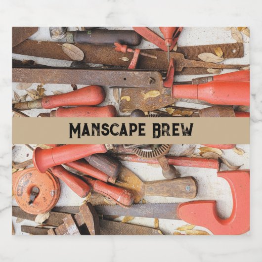 Gereedschap Antiek Rustiek Rood Man Tool Bier Etiket (Enkel label)