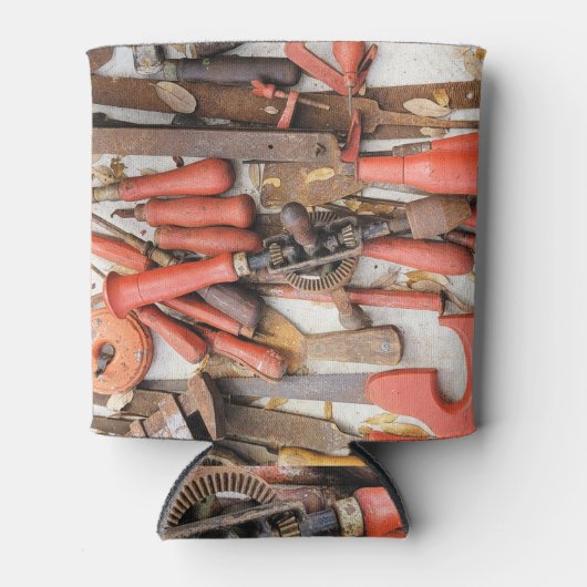 Gereedschap Antiek Rustiek Rood Man Tool Blikjeskoeler (Voorkant)