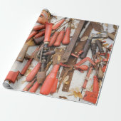 Gereedschap Antiek Rustiek Rood Man Tool Cadeaupapier (Uitgerold)
