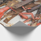 Gereedschap Antiek Rustiek Rood Man Tool Cadeaupapier (Hoek)