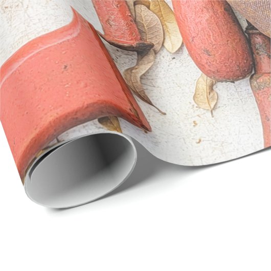 Gereedschap Antiek Rustiek Rood Man Tool Cadeaupapier (Rol Hoek)