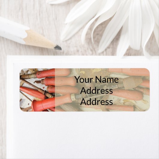 Gereedschap Antiek Rustiek Rood Man Tool Etiket (Insitu)