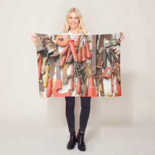 Gereedschap Antiek Rustiek Rood Man Tool Fleece Deken