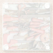 Gereedschap Antiek Rustiek Rood Man Tool Glazen Onderzetter (Achterkant)