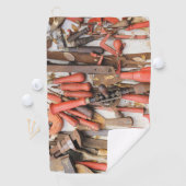 Gereedschap Antiek Rustiek Rood Man Tool Golfhanddoek (Insitu)