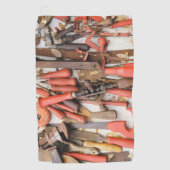 Gereedschap Antiek Rustiek Rood Man Tool Golfhanddoek (Voorkant)