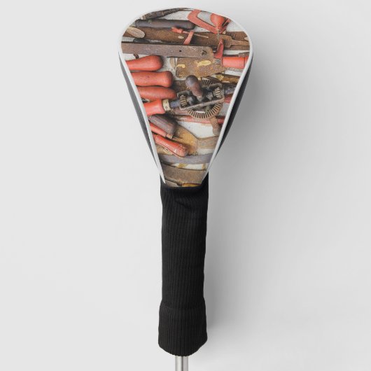Gereedschap Antiek Rustiek Rood Man Tool Golfheadcover (Voorkant)