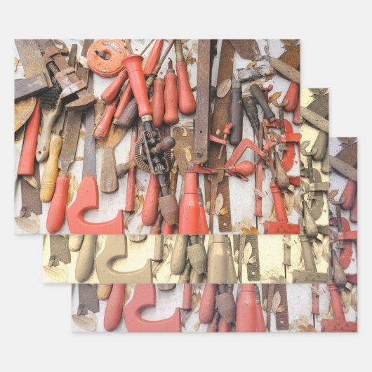 Gereedschap Antiek Rustiek Rood Man Tool Inpakpapier Vel (Set)