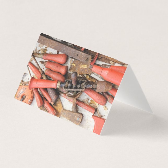 Gereedschap Antiek Rustiek Rood Man Tool Kaart (Voorkant)