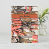 Gereedschap Antiek Rustiek Rood Man Tool Kaart (Staand voorkant)