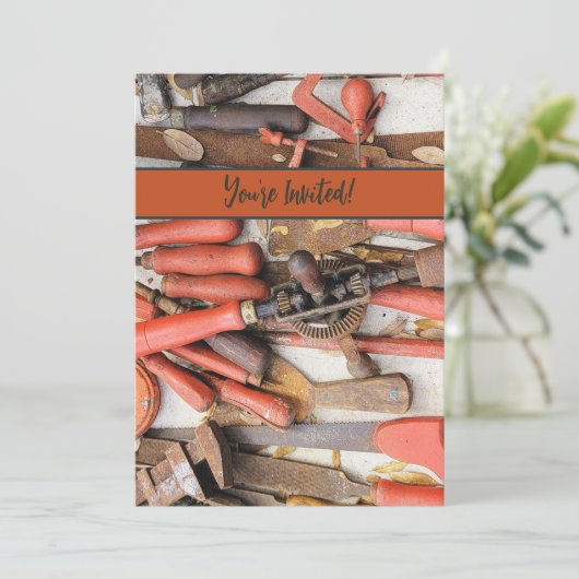 Gereedschap Antiek Rustiek Rood Man Tool Kaart (Staand voorkant)