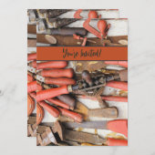 Gereedschap Antiek Rustiek Rood Man Tool Kaart (Voorkant / Achterkant)