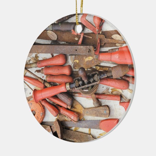 Gereedschap Antiek Rustiek Rood Man Tool Keramisch Ornament (Links)