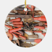 Gereedschap Antiek Rustiek Rood Man Tool Keramisch Ornament (Achterkant)