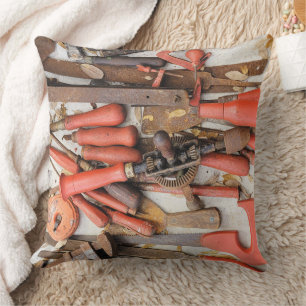 Gereedschap Antiek Rustiek Rood Man Tool Kussen