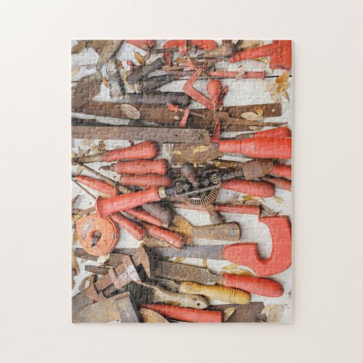 Gereedschap Antiek Rustiek Rood Man Tool Legpuzzel (Verticaal)