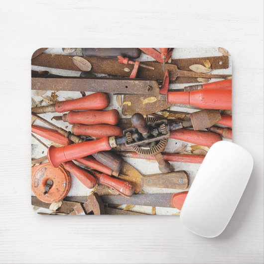 Gereedschap Antiek Rustiek Rood Man Tool Muismat (Met muis)