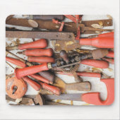 Gereedschap Antiek Rustiek Rood Man Tool Muismat (Voorkant)