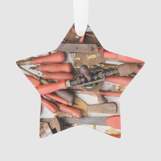 Gereedschap Antiek Rustiek Rood Man Tool Ornament (voorkant)