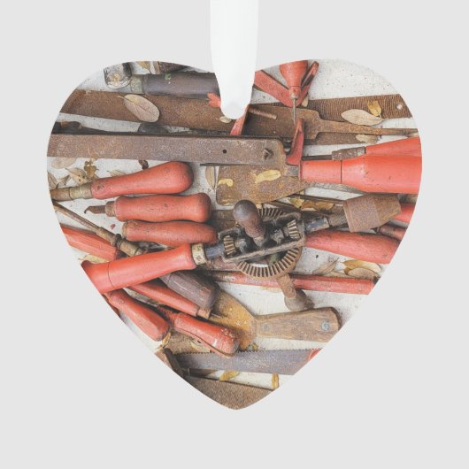 Gereedschap Antiek Rustiek Rood Man Tool Ornament (voorkant)