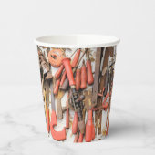 Gereedschap Antiek Rustiek Rood Man Tool Papieren Bekers (Links)