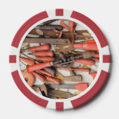 Gereedschap Antiek Rustiek Rood Man Tool Poker Chips (Voorkant)