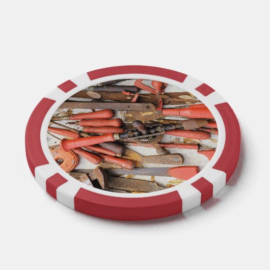 Gereedschap Antiek Rustiek Rood Man Tool Poker Chips (Enkel)