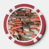Gereedschap Antiek Rustiek Rood Man Tool Poker Chips (Achterkant)