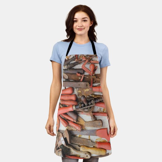 Gereedschap Antiek Rustiek Rood Man Tool Schort (Gedragen)