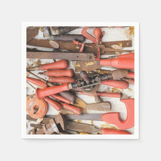 Gereedschap Antiek Rustiek Rood Man Tool Servet (Voorkant)